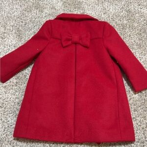 Janie and Jack Red Pea Coat with Bow